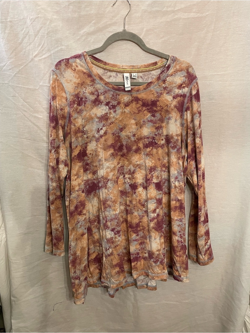 Peach & Mauve Tie-Dye Long Sleeve Women's Top